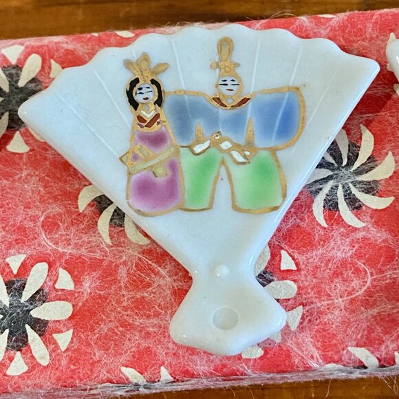 Set of 5 Vintage Porcelain Chopstick Rest w/box - Unused - Picture 5 of 12